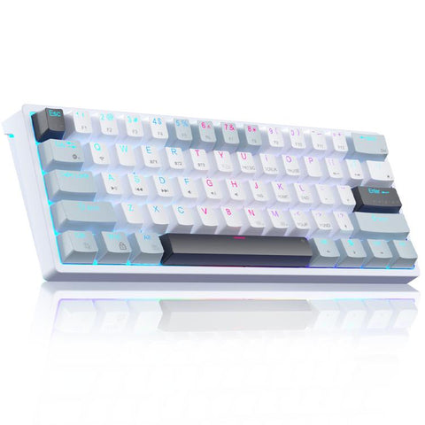 Teclado mecánico inalámbrico SOLAKAKA SK961 de 61 teclas en color blanco y azul