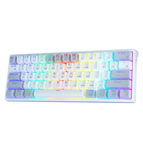 Teclado mecánico inalámbrico SOLAKAKA SK961 de 61 teclas en color gris y blanco