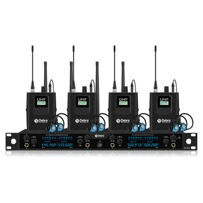 Sistema in ear DEBRA ER-404 con transmisor de rack y cuatro receptores