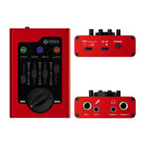 Tarjeta de sonido DEBRA GBA roja con sus conexiones superiores e inferiores