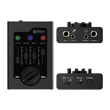 Tarjeta de sonido DEBRA GBA negra con sus conexiones superiores e inferiores