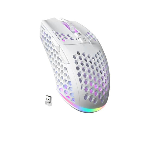 Mouse gamer inalámbrico SOLAKAKA SM600 blanco con carcasa honeycomb