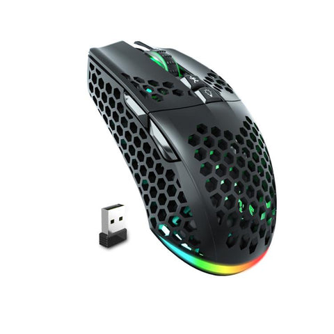 Mouse gamer inalámbrico SOLAKAKA SM600 negro con carcasa honeycomb