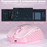 Puerto USB-C del mouse gamer inalámbrico SOLAKAKA SM600 rosa