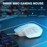Panel lateral de 16 botones programables del mouse MMO SOLAKAKA SM809 blanco