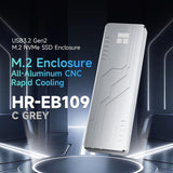 Carcasa THERMALRIGHT HR-EB109 para SSD M.2 NVMe con cable USB-C a USB-C, gris — vista 2