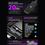 Carcasa THERMALRIGHT HR-EB115 para SSD M.2 NVMe de 20 Gbps con cable USB-C, negra — vista 3