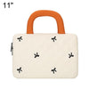 Funda para portátil con elegante diseño acolchado y lazo, tamaño: 11 pulgadas (beige y blanco).