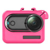 Funda de policarbonato para el estuche de carga de la cámara Insta360 GO 3 / 3S con tapa de lente de TPU (Rosa frambuesa)