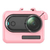 Funda de policarbonato para el estuche de carga de la cámara Insta360 GO 3 / 3S con tapa de lente de TPU (Rosa cereza)