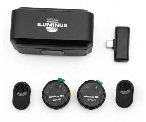 Iluminus IL-WM820 micrófono inalámbrico doble con caja de carga