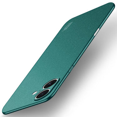 Carcasa MOFI Fandun color verde para iPhone 17, vista trasera en ángulo