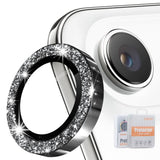 Protector de lente ENKAY negro con purpurina sobre la cámara del iPhone Air
