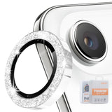 Protector de lente ENKAY plateado con purpurina sobre la cámara del iPhone Air