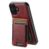 Carcasa Suteni H17 color burdeo para iPhone 17 con tarjetero magnético y modo soporte