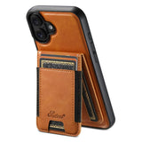 Carcasa Suteni H17 color caramelo para iPhone 17 con tarjetero magnético y modo soporte