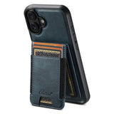 Carcasa Suteni H17 color azul para iPhone 17 con tarjetero magnético y modo soporte