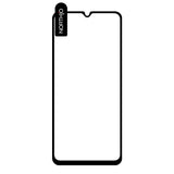 Silueta del vidrio templado para Galaxy A05 y A05s con borde negro y pestaña de instalación