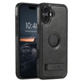 Carcasa Suteni G2 negra para iPhone 17 vista frontal y trasera