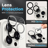 Protectores de lente de vidrio con aro metálico sobre la cámara triple