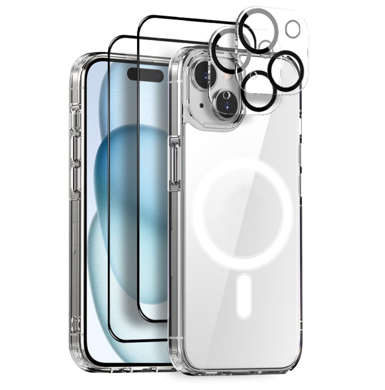 Kit NORTHJO 5 en 1 para iPhone 15: carcasa MagSafe, dos micas y dos protectores de lente