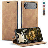 Funda tipo billetera CaseMe 013 color café claro para iPhone Air, tapa y vista trasera con soporte