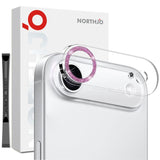 Protector de lente NORTHJO para iPhone Air con anillo rosa brillante instalado en la cámara