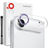 Protector de lente NORTHJO para iPhone Air con anillo morado brillante instalado en la cámara