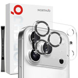 Protector de lente NORTHJO para iPhone 17 Pro con anillo negro brillante instalado en la cámara