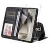 ENKAY - Funda de piel con textura de becerro y protector de pantalla para Samsung Galaxy S24 Ultra 5G (negro)