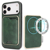 Carcasa Kalebol para iPhone 17 Pro Max color verde con tarjetero magnético y su anillo de imanes