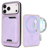 Carcasa Kalebol para iPhone 17 Pro color lila con tarjetero magnético y su anillo de imanes