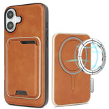 Carcasa Kalebol para iPhone 17 color café con tarjetero magnético y su anillo de imanes