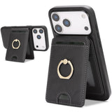 Carcasa Kalebol para iPhone 17 Pro Max color negro con tarjetero y anillo