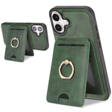 Carcasa Kalebol para iPhone 17 color verde con tarjetero y anillo