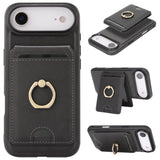 Carcasa Kalebol para iPhone Air color negro con tarjetero y anillo