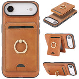 Carcasa Kalebol para iPhone Air color café con tarjetero y anillo