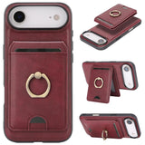 Carcasa Kalebol para iPhone Air color rojo vino con tarjetero y anillo
