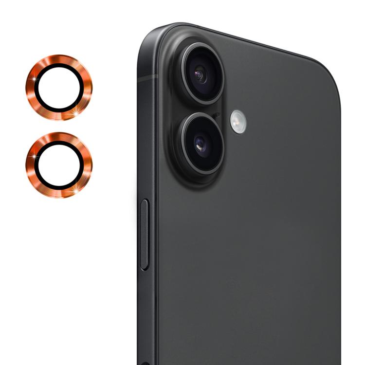 Protector de lente ENKAY naranja para iPhone 17 junto al celular