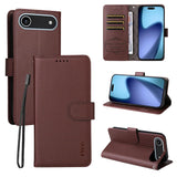 Funda tipo billetera ENKAY color café para iPhone Air, tapa, tarjetero y modo atril