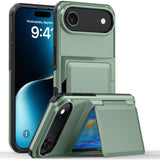 Carcasa Kalebol con tarjetero para iPhone Air color verde militar, vista trasera y frontal