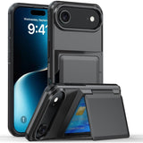 Carcasa Kalebol con tarjetero para iPhone Air color gris, vista trasera y frontal