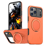 Carcasa Kalebol para iPhone 17 Pro Max color naranja con anillo soporte desplegado