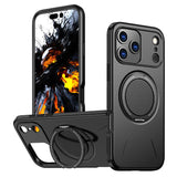 Carcasa Kalebol para iPhone 17 Pro color negro con anillo soporte desplegado