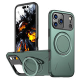 Carcasa Kalebol para iPhone 17 Pro color verde grisáceo con anillo soporte desplegado