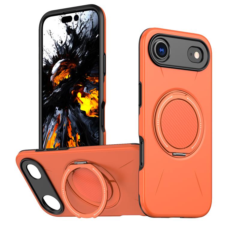 Carcasa Kalebol para iPhone Air color naranja con anillo soporte desplegado
