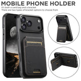 Carcasa Suteni negra con atril vertical y horizontal para iPhone 17 Pro Max