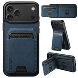 Carcasa Suteni H02 azul para iPhone 17 Pro Max con sus posiciones de atril
