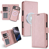 Funda tipo billetera Kalebol color oro rosa para iPhone Air con carcasa magnética desmontable