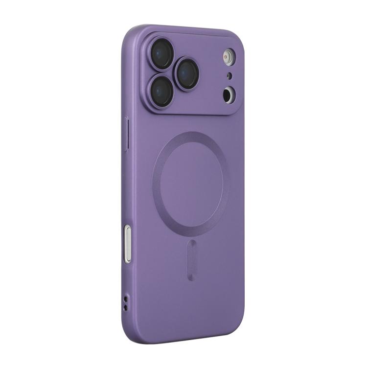 Carcasa ENKAY para iPhone 17 Pro color morado de TPU mate con anillo MagSafe, vista trasera